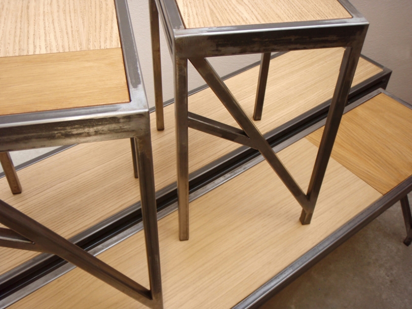 banc tabouret acier bois